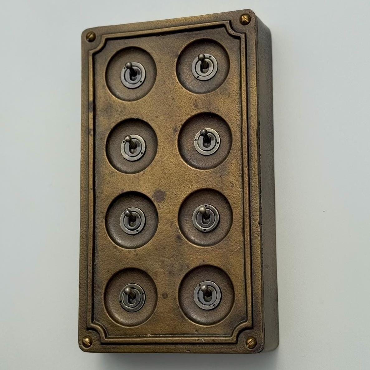 Brassvane 8 gang conduit light switch additional view 6