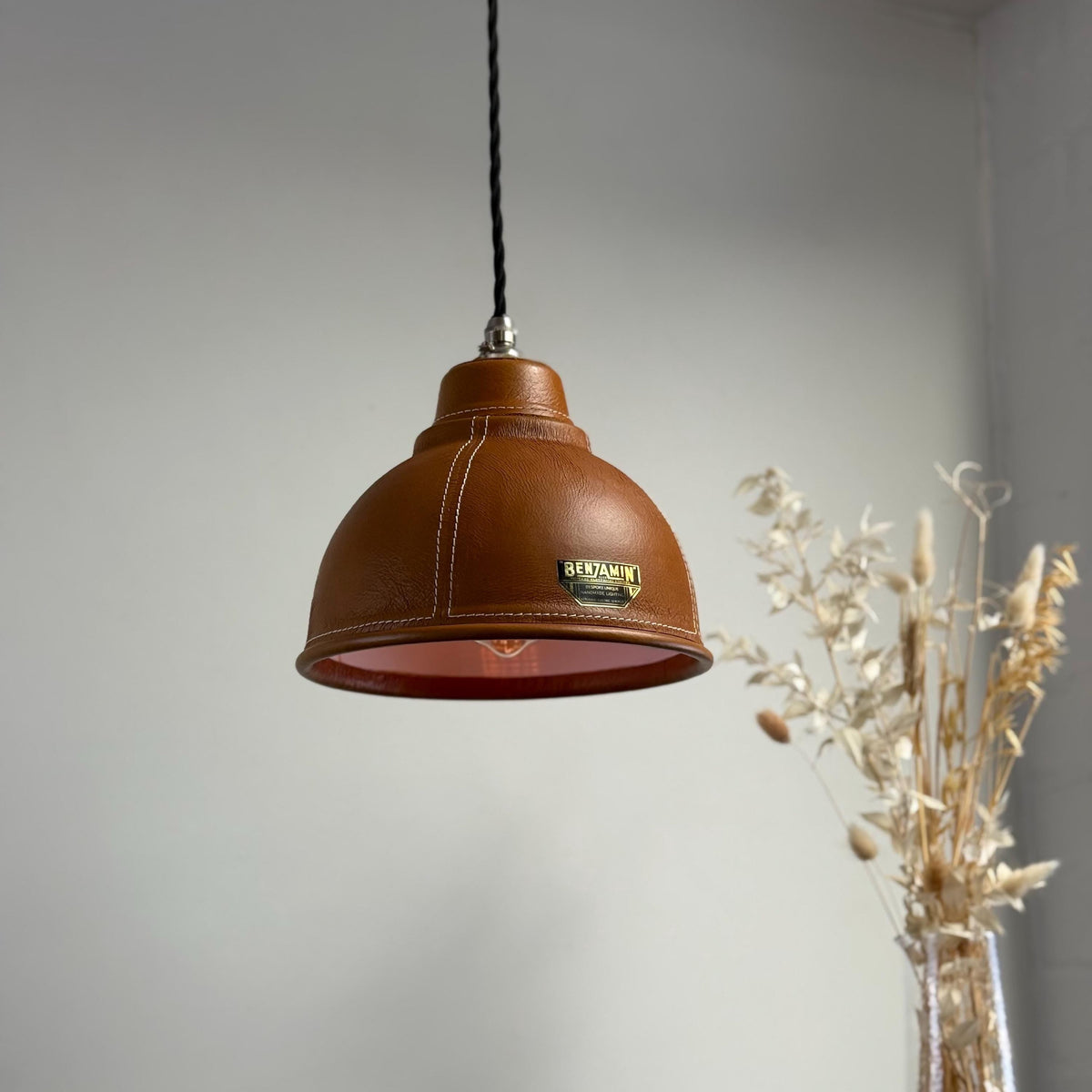Brassvane leather pendant light additional view 2