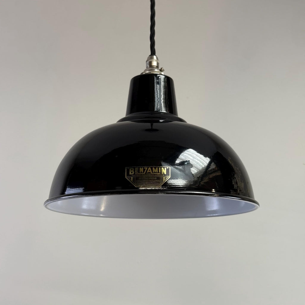 Brassvane midnight black dome pendant light overall view