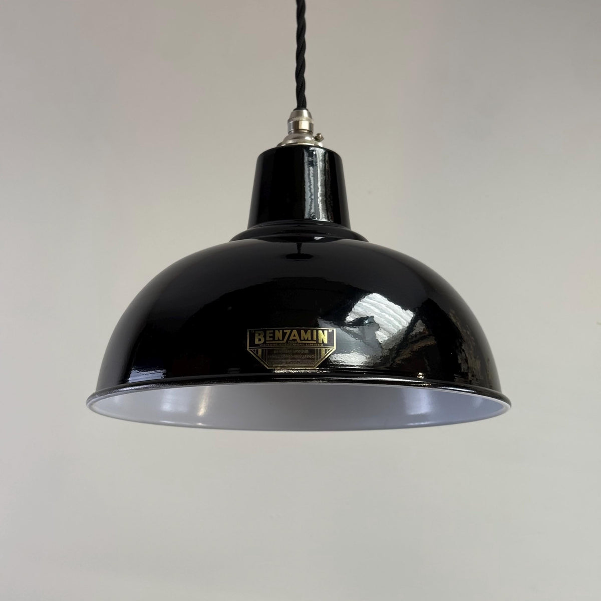 Brassvane midnight black dome pendant light overall view