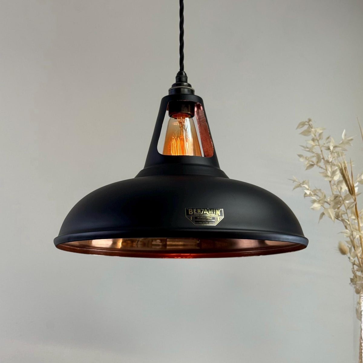 Brassvane matt black and copper pendant light additional view 4