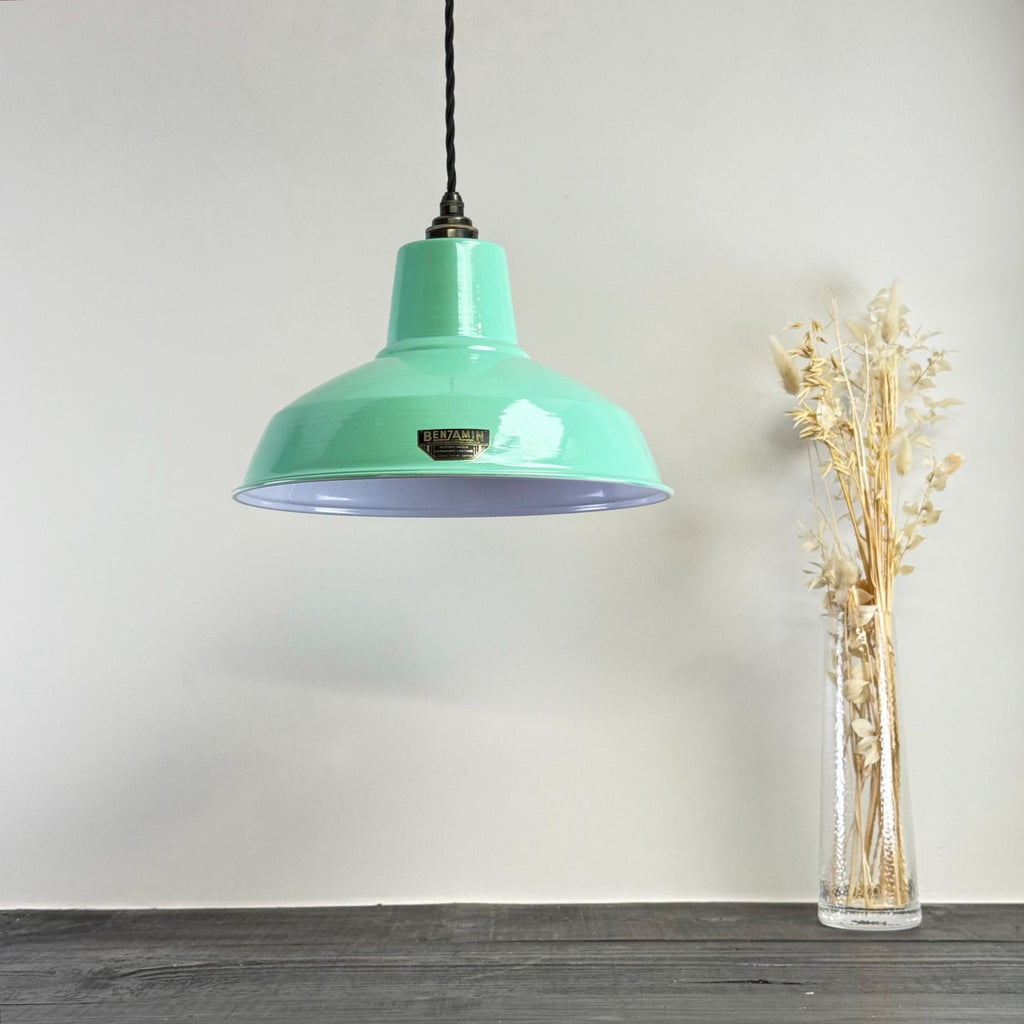 Brassvane teal green RLM pendant light additional view 3