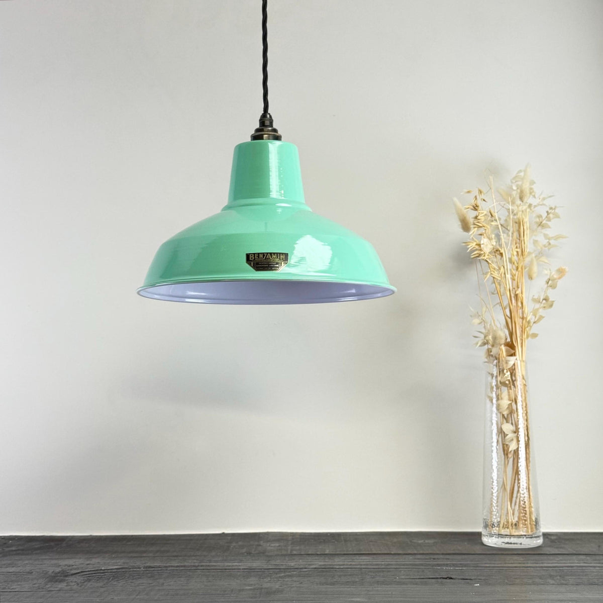 Brassvane teal green RLM pendant light additional view 3