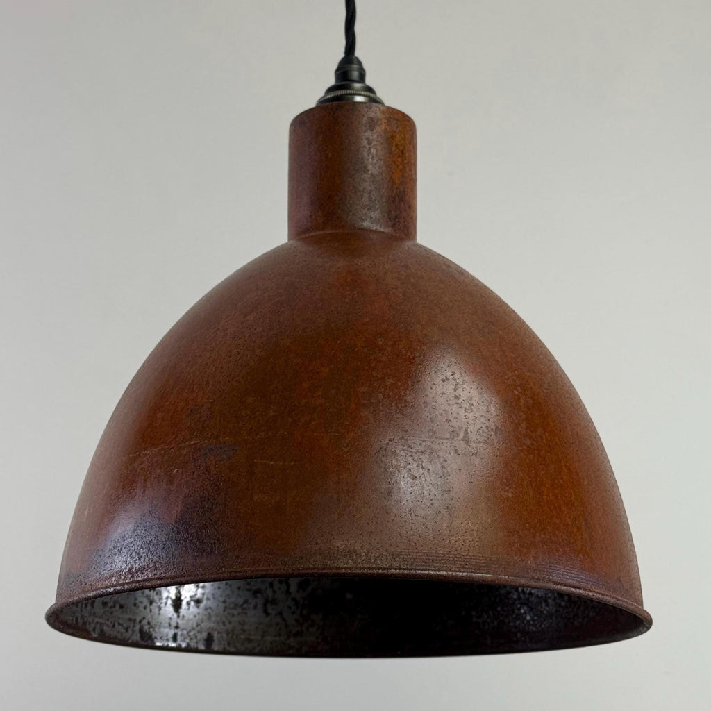 Brassvane rusted steel pendant light overall view