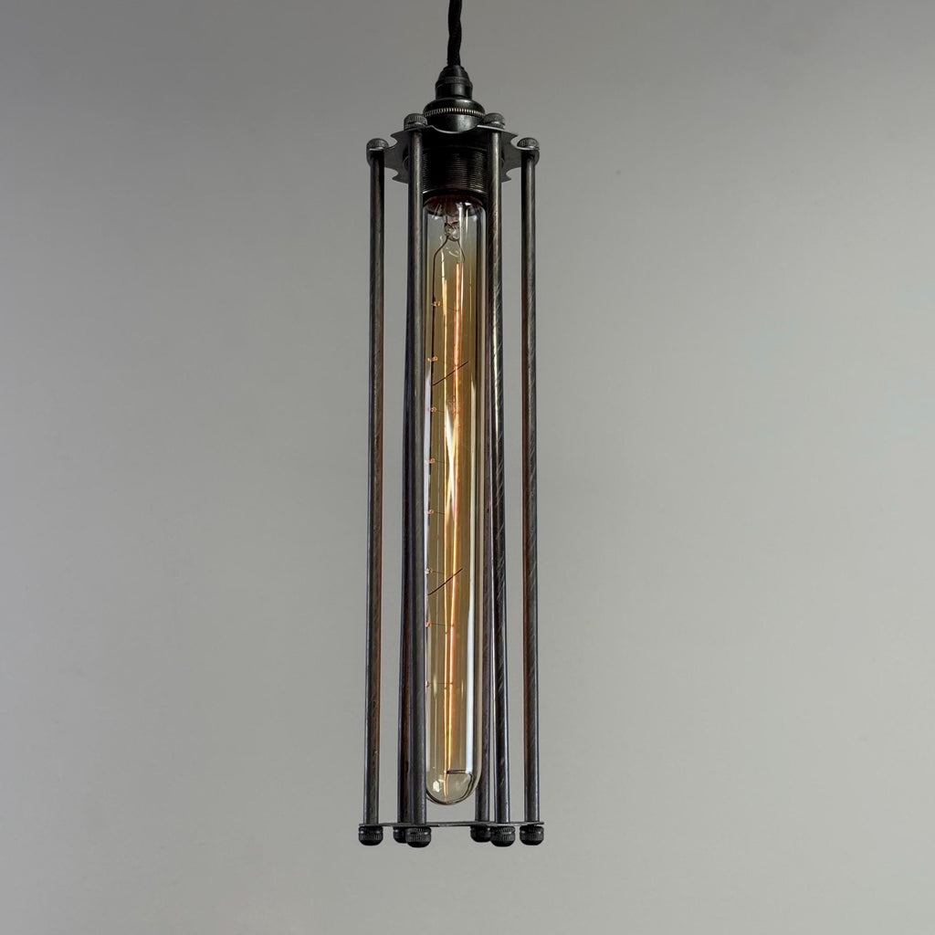 Brassvane steel cage pendant light overall view