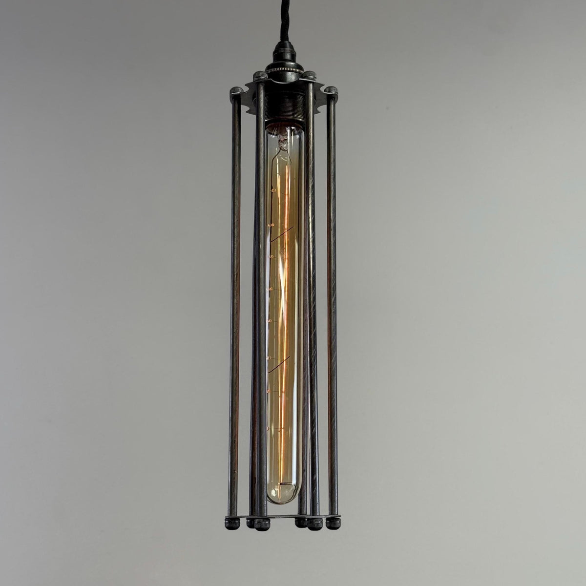 Brassvane steel cage pendant light overall view