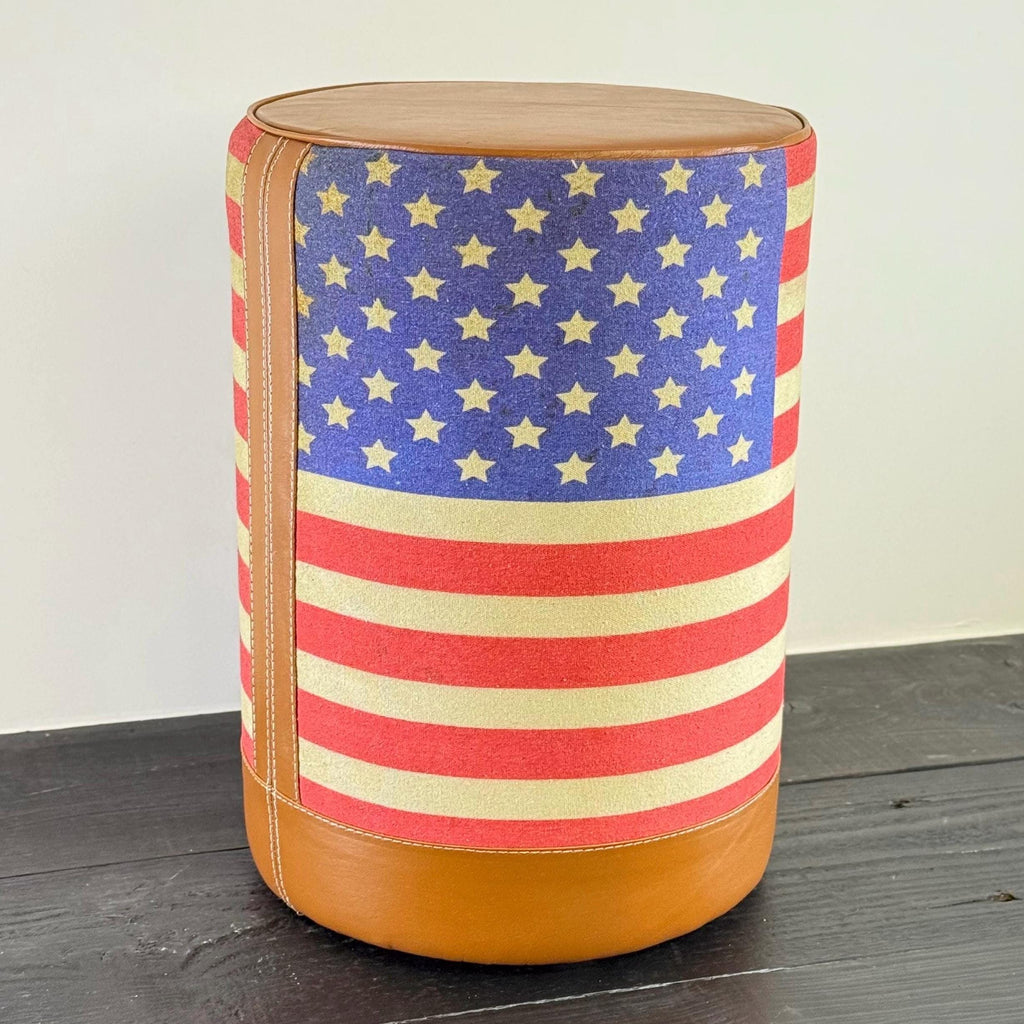 Brassvane USA flag pouf footstool additional view 5
