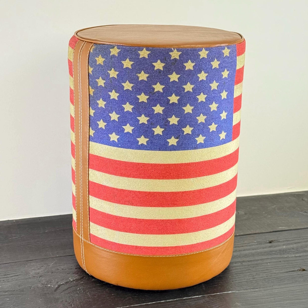 Brassvane USA flag pouf footstool additional view 5