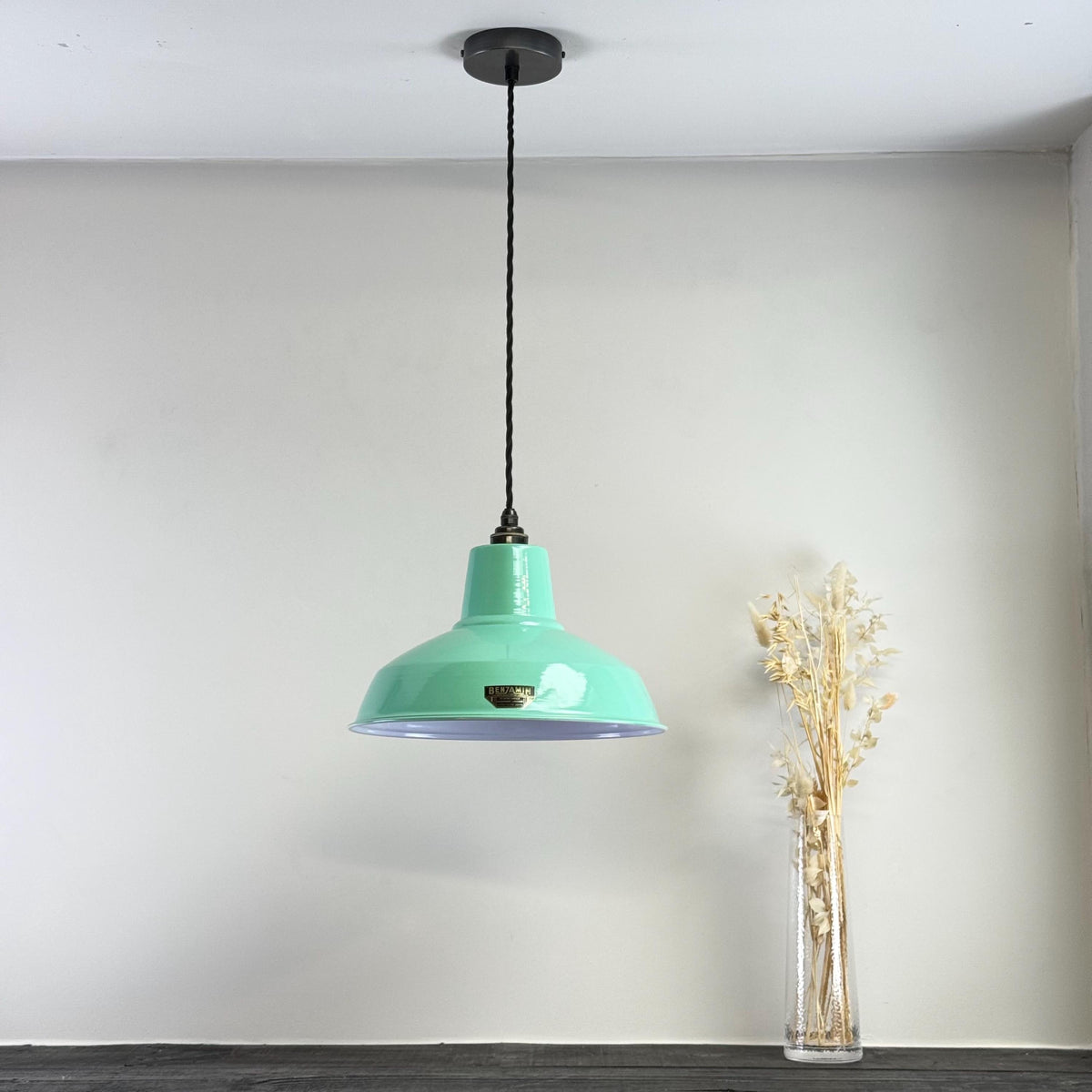 Brassvane teal green RLM pendant light additional view 4