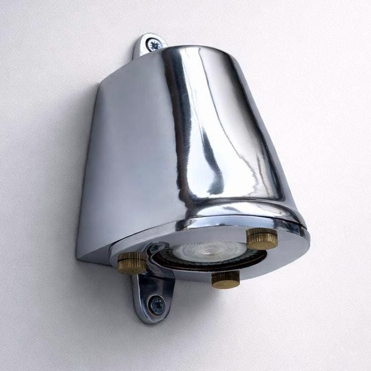 Brassvane polished aluminum outdoor wall light overall view