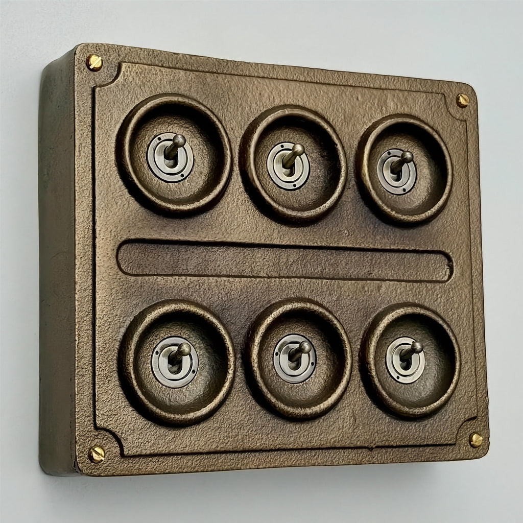 Brassvane 6 gang toggle light switch additional view 3